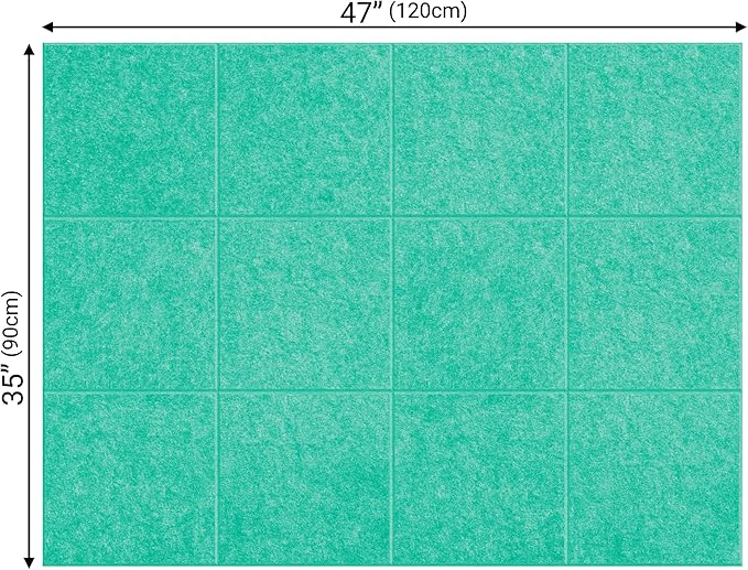 AKTOP Cork Board Bulletin Board 47"x35", 12 Pack Removable Felt Cork Board Tiles for Wall, Large Corkboard Notice Pin Board for Office, School & Home, 48 Safe Adhesive Tabs, 20 Push Pins, Lake Blue