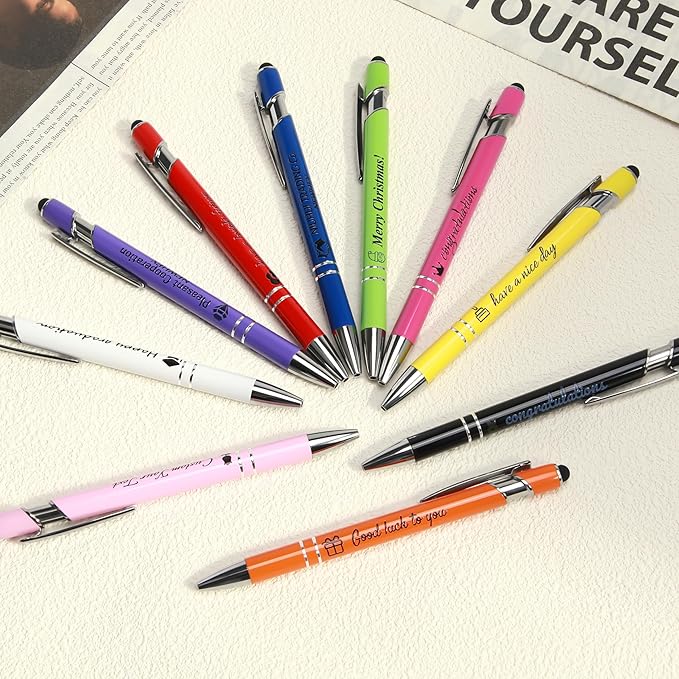 ENOMY Personalized Pens Bulk Free Engraved with Logo/Name/Message Black Ink Custom Pens Customized Stylus Ballpoint Pens Ideal Gifts for Business Anniversary (100)