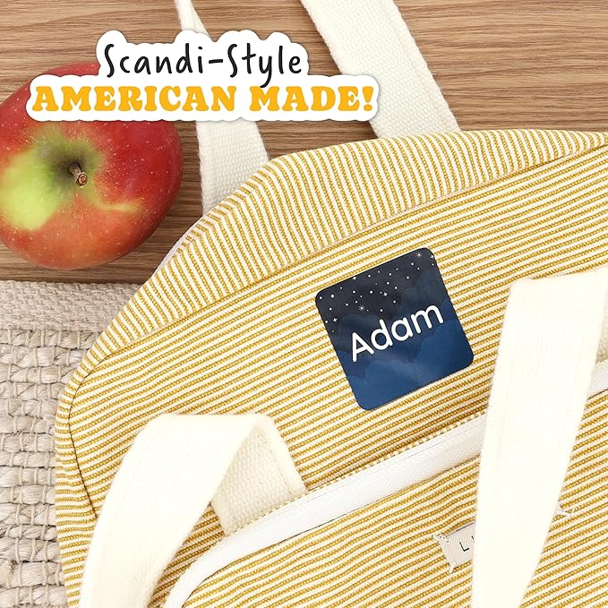 Large Name Labels for Kids (33) - Custom Stickers for Daycare and School Supplies - Durable, Waterproof Stickers for Water Bottles, Lunch Boxes, and More with Unique Designs - Galaxy