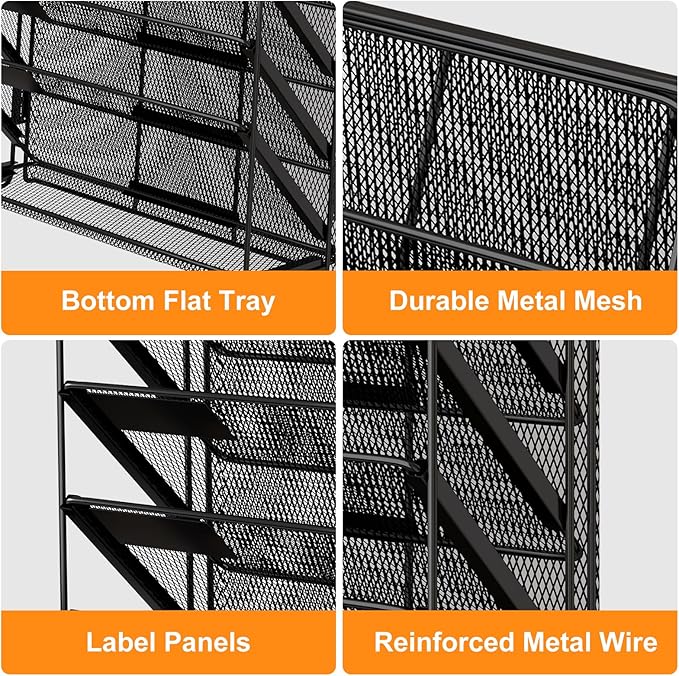 Kuntine.B Wall File Organizer (Black, 7 Tier)