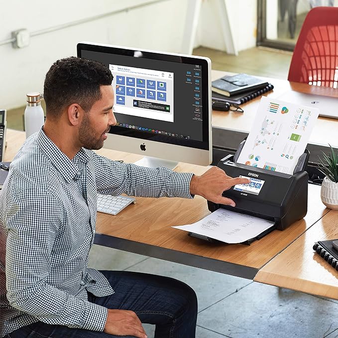 Epson Workforce ES-580W Wireless Color Duplex Desktop Document Scanner for PC and Mac with 100-sheet Auto Document Feeder (ADF) and Intuitive 4.3" Touchscreen. Full 1-Year Limited Warranty (Renewed)