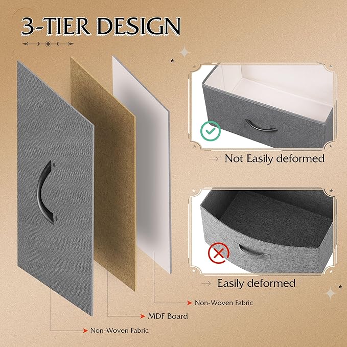 WLIVE Tall Dresser for Bedroom with 12 Drawers, Chests of Drawers, Fabric Dressers for Closet, Living Room, Storage Dresser Organizer with Wood Top, Steel Frame, Dark Grey
