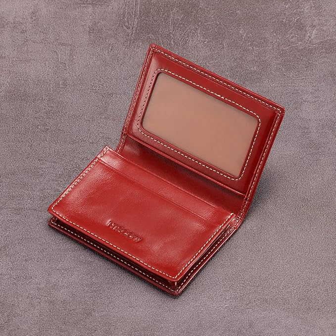 Leather Business Card Case Holder for Men & Women, Italian Calfskin