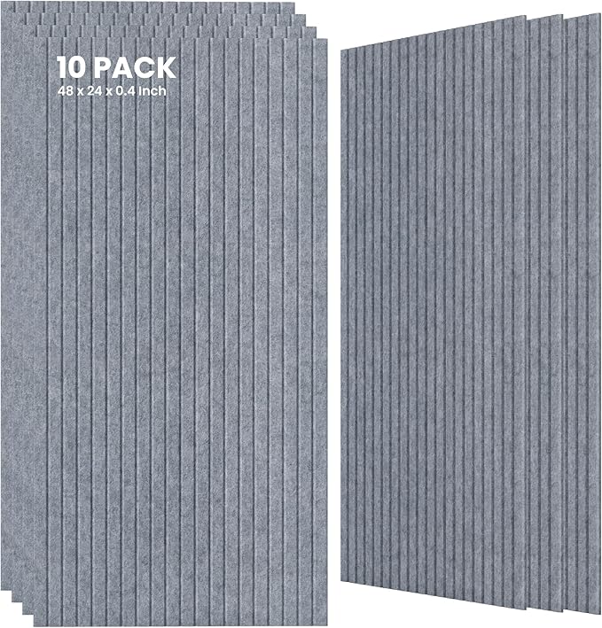 10 Pack Large Acoustic Panels,48 x 24 x 0.4 Inch Sound Proof Foam Panels for Walls，Premium Noise Dampening Panels,Sound Panels for Media Room, Office and Studio,African Gray