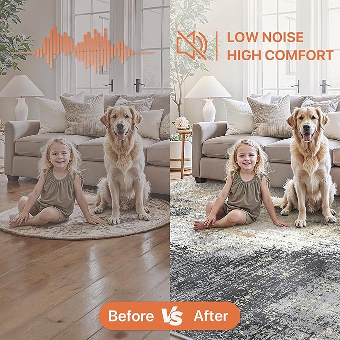 GENIMO Washable Area Rugs for Living Room, 8x10 Modern Non Slip Rugs, Low Pile Lightweight Soft Print Rug for Bedroom, Dining Room, Home Office, Washed Livid