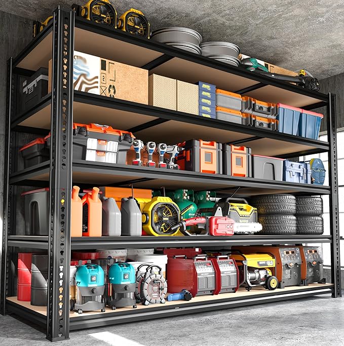 ROOMFAVE 60" W Garage Shelving 72" H Metal Shelving 3500LBS Storage Shelves Heavy Duty 5 Tier Adjustable Shelving Unit for Storage Rack Pantry Shelf Commercial,60" W x 24" D x 72" H