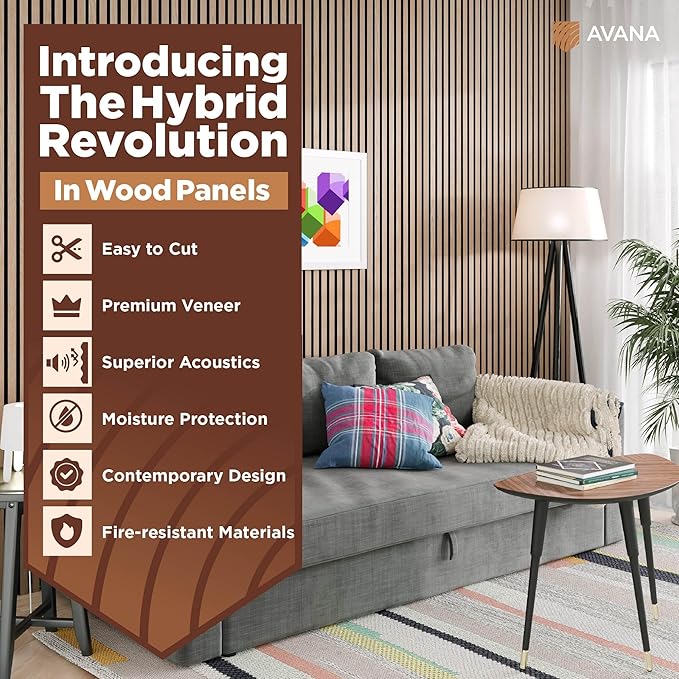 Avana Acoustic Wood Wall Panels – 94.4 X 12.6 Inch White Oak Acoustic Panels 4 PCs – Wall Panels For Interior Wall Decor For Homes, Offices, Studios – Sturdy And Durable Wood Panels For Wall