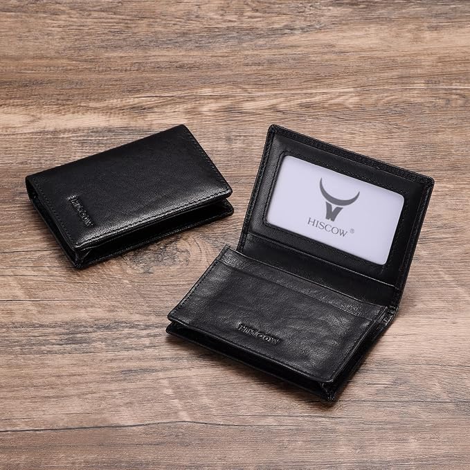Leather Business Card Case Holder for Men & Women, Italian Calfskin
