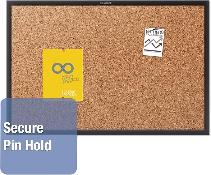 Quartet Cork Board, Bulletin Board, 5' x 3' Corkboard, Black Frame (2305B)