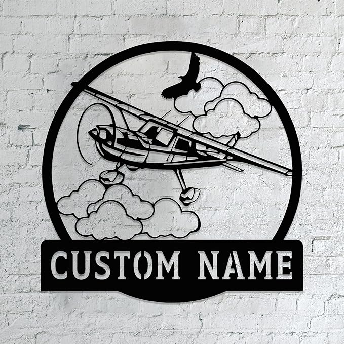 Personalized Metal Airplane Wall Art, Airplane Name Sign, Customized Pilot Name Sign, Airplane Hangar Sign Decor, Aviation Home Office Decor, Large Outdoor Decor, Pilot Gifts, Aircraft Lovers Gift