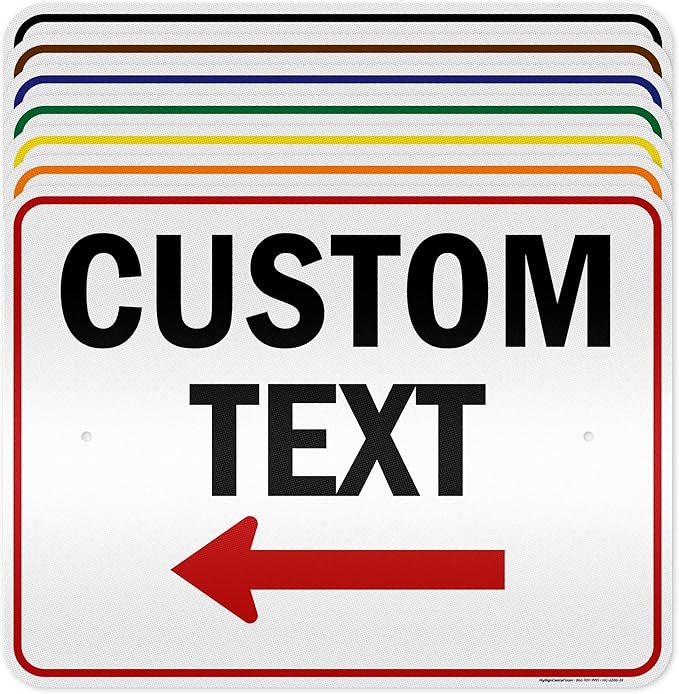 Custom Arrow Directional Sign, Left Arrow, 18x24 Inches, 3M EGP Reflective, Rust Free .080 Aluminum, Fade Resistant, Made in USA by My Sign Center