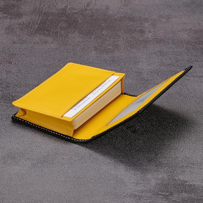 Leather Business Card Case Holder for Men & Women, Italian Calfskin