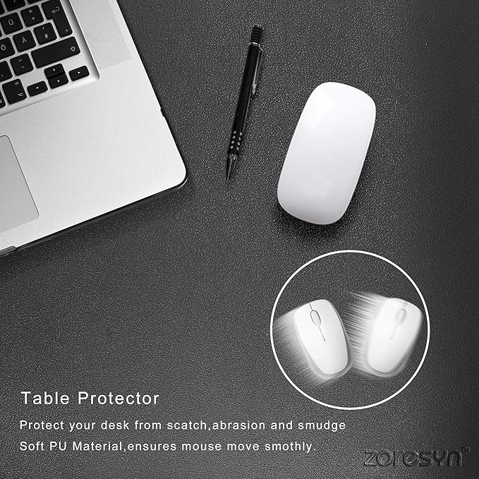 ZORESYN XL Large Desk Pad (47.2" x 15.8") - PU Leather Office Desk Mat for Keyboard and Mouse - Waterproof Surface with Nonslip Base - Black Extended Mouse Pad for Home & Office