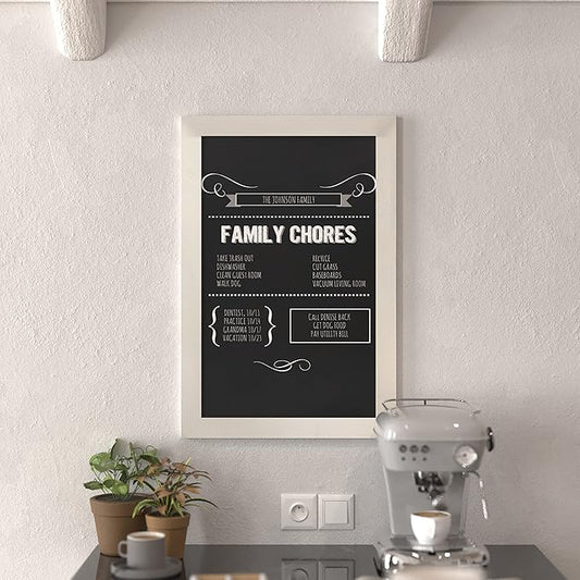 HBCY Creations 20" X 30" Matte White Solid Wood Frame Wall Chalkboard, Magnetic Surface, Home Décor, Restaurant & Café Menus, Blackboard, Includes Chalk, Eraser & Hanging Hardware