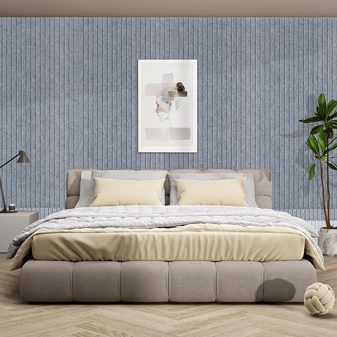 5 Pack Acoustic Panels, 48 x 24x 0.4 Inch Sound Proof Panels for Walls, Premium Wall Sound Absorbing Panels, Decorative Sound Dampening Panels for Media Room, Office and Studio,African Gray