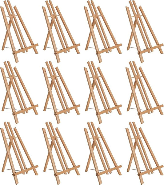 U.S. Art Supply 14" Medium Tabletop Display Easel - Beechwood Artist A-Frame Display Stand, Wooden Easel for Painting, Canvas Stand, (Pack of 12) Classrooms Events Photo Picture Sign Holder
