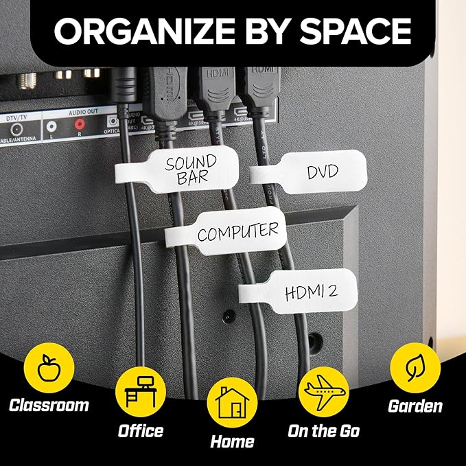 Wrap-It Storage Cable Labels - Medium, White (30-Pack) Write On Cord Labels, Wire Tags for Cable Management and Organizer for Electronics, Computers and More