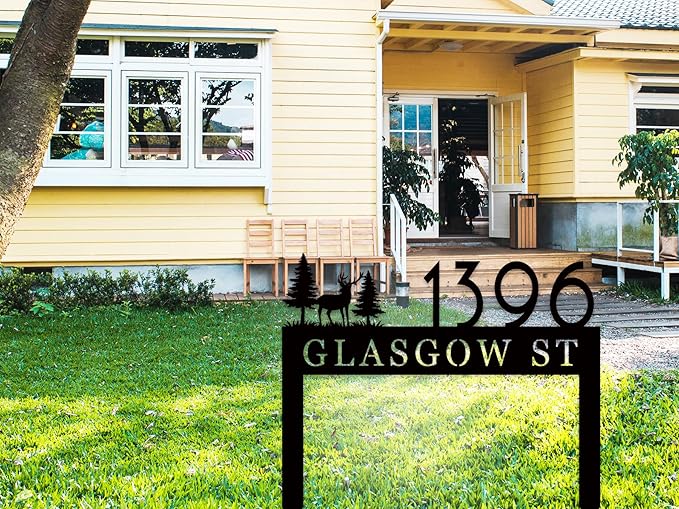 Personalized Metal Address Sign with Stakes, Custom House Number Sign for Yard, Metal Address Stake Sign, Outdoor Garden Address Sign, Custom Number Sign for Home, Unique Garden Gift