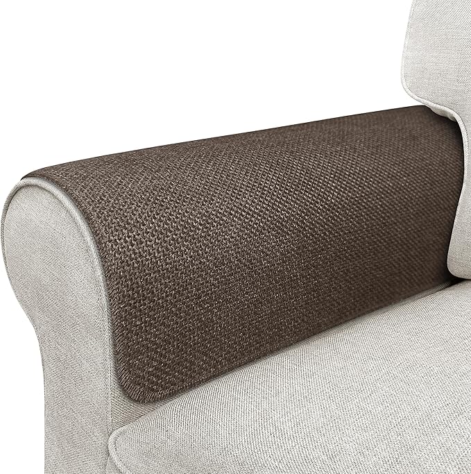 Couch Arm Covers, Waterproof Armrest Cover for Sofa, Armchair, Loveseat, Non-Slip Recliner Arm Cover, Sofa Arm Covers, Headrest Covers, Arm Chair Covers Set of 2 (Brown, 28"×24")