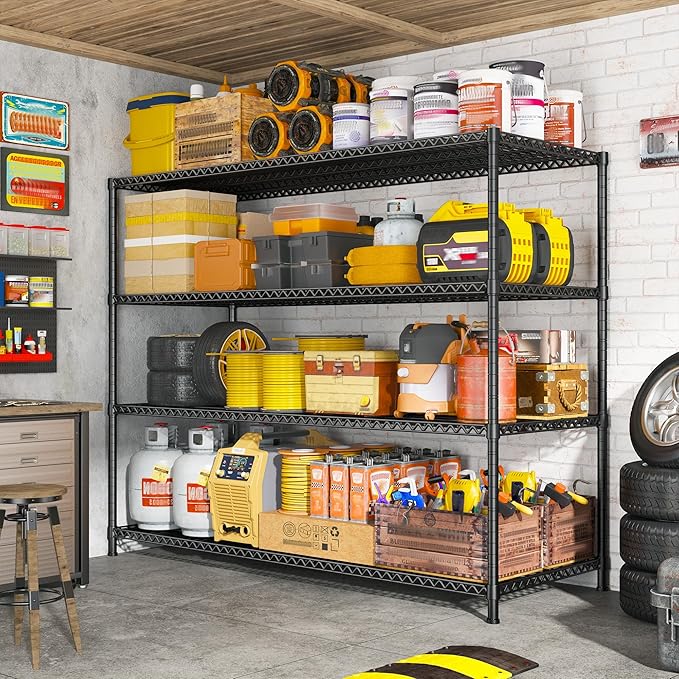 DurayLoly 2500 LBS Shelf Storage Shelves 68.1" W Wire Shelving Unit, Garage Shelving Heavy Duty, Adjustable Metal Shelving for Garage, Pantry, Kitchen, Basement, Business 68.1" W x 20.9" D x 70.9" H