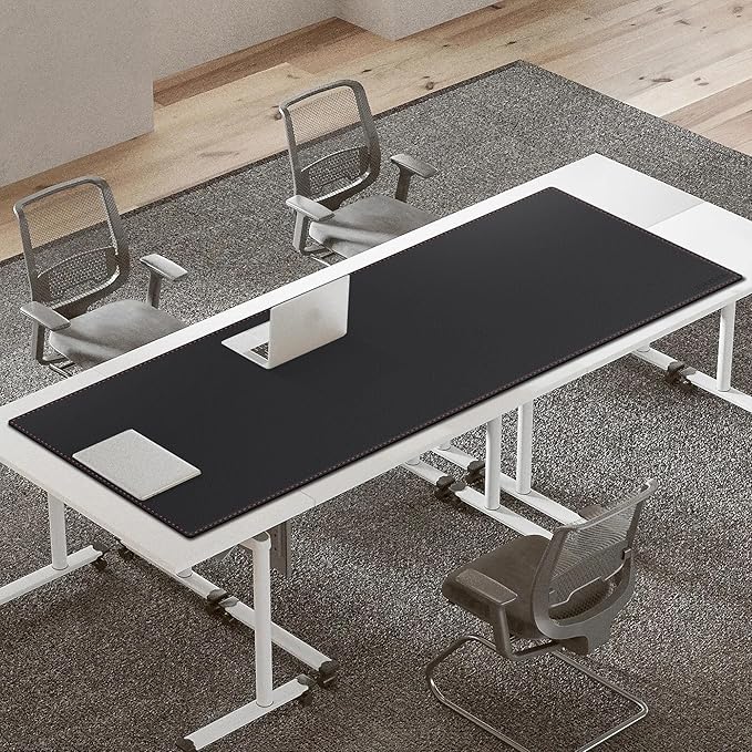 ZORESYN Extra Wide Office Desk Pad 74.8"x27.6", Waterproof PU Leather Desk Mat with Non-Slip Base, Large Writing Surface & Mouse Pad for Home Office, Black