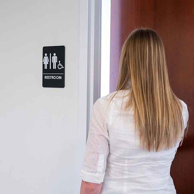 Men's/Women's Restroom Sign for Handicap Accessible Restroom ADA-Compliant Bathroom Door Sign, Made in USA, Pack of 12