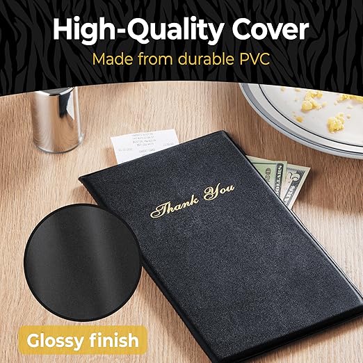 Gold Lion Professional Check Presenters for Restaurants - Black Server Checkbooks with Thank You Imprint for Smooth Payment Transactions, Restaurant Payment Book, and Foldable Tray Holders - 10 Pack