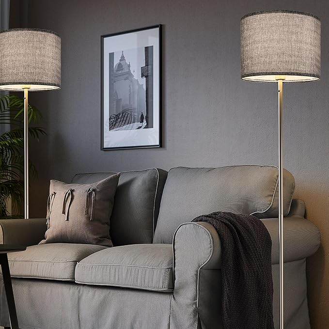 Gray Drum Lamp Shades Medium 13" Top x 13" Bottom x 10" High (Spider) Traditional Lampshades for Table Lamp & Bedside Lamp - Assembly Required - Modern Lamp Shade By GO&SO
