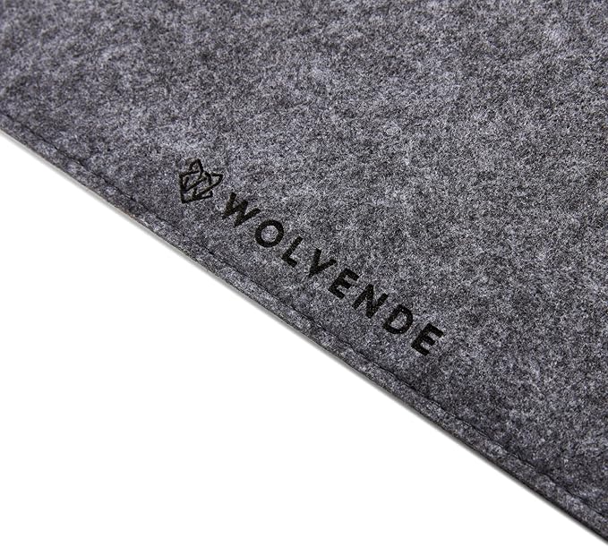 Wolvende Premium Felt Desk Mat | Small 12" x 27.5" | Multifunctional Desk Pad for Home Office | Mid Gray