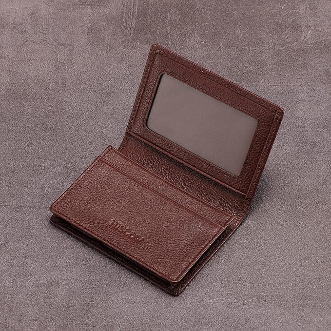 Leather Business Card Case Holder for Men & Women, Italian Calfskin