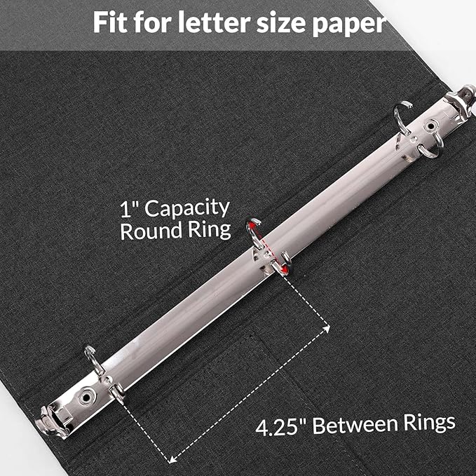 SKYDUE Clipboard Binder with Dividers,1 Inch 3 Ring Binder with Clipboard on Front for Organizer, Clipboard Folder with Pocket, Labels Office Supplies Gray