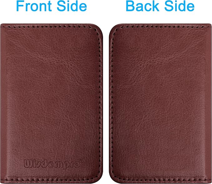 Wisdompro Business Card Holder, 2-Sided PU Leather Folio Name Card Holder Wallet Case with Magnetic Shut for Men and Women, Ultra Slim and Thin