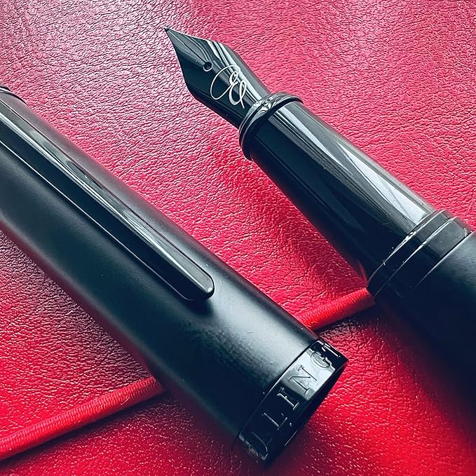 Ellington Pens Luxury Fountain Pen Set - Fountain Pens for Writing - Smooth Nib - 24 Ink Cartridges Special Bundle - Includes Refillable Ink Converter, Calligraphy, Journaling, Sketching (The Stealth)