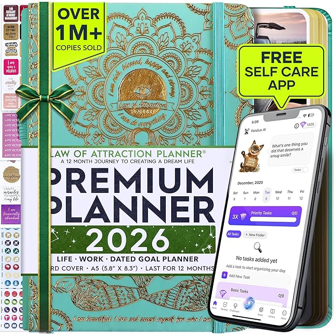 Law of Attraction Planner 2026 Deluxe with Productivity App | Weekly & Monthly Goal-Setting Planner, Life & Gratitude Journal | Include Foldable Vision Board, Gift Box & Stickers