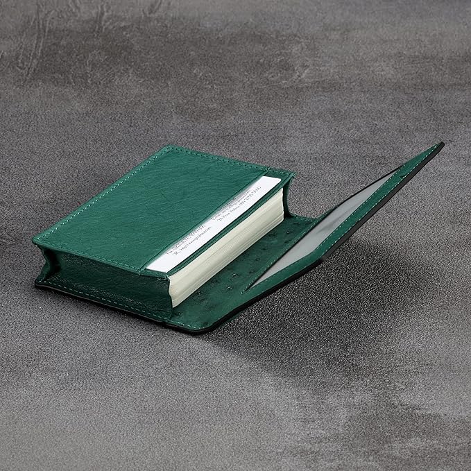 Leather Business Card Case Holder for Men & Women, Italian Calfskin