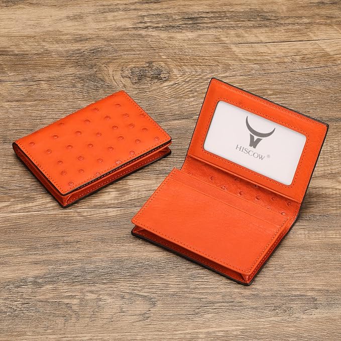 Leather Business Card Case Holder for Men & Women, Italian Calfskin
