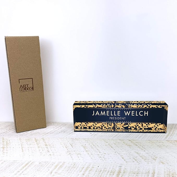 Artblox Personalized Name Plate For Desk | Black & White Marble Design On Clear Acrylic Glass | Custom Plaque Desk Name Plate Personalized Your Name And Credentials Office Office Sign Engraved Plaque