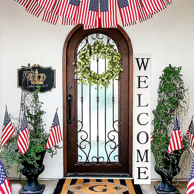 Tall White Welcome Sign - 6ft Rustic Farmhouse Decor for Front Door & Porch