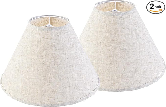 GO&SO Large Lamp Shades Set of 2 Oatmeal Beige Linen Lamp Shade, 6.5" Top x 16.3" Bottom x 10.5" Height, Replacement Lamp Shades for Table Lamps,Spider Empire Lamp Cover Handcrafted, Assembly Required