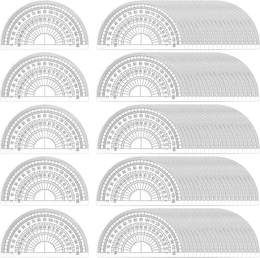 Nicunom 100 Pack Plastic Protractor 180 Degree Math Protractors Geometry Student Protractor, 4 Inches, Clear