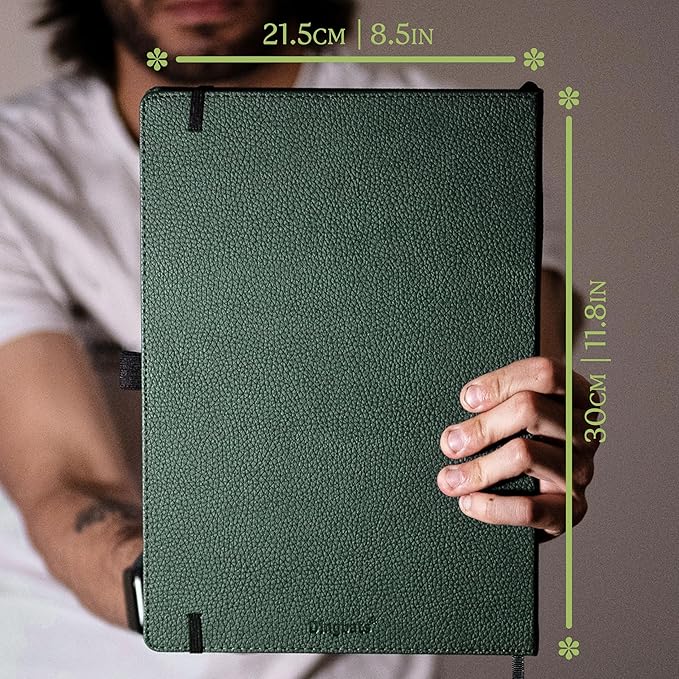 Dingbats* - Wildlife Dotted Extra Large A4 Notebook - PU Leather Hardcover Journal for Work, Writing - Pocket, Elastic Closure, Pen Holder, Bookmark