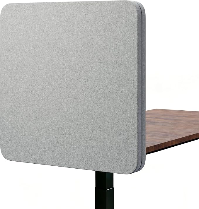 KERRAM Desk Privacy Panel 24 x 24 Inch, Sound Absorbing & Proof Desk Divider for Office, Clamp-on/Screw-on Acoustic Desk Back Panel Partition, Gray