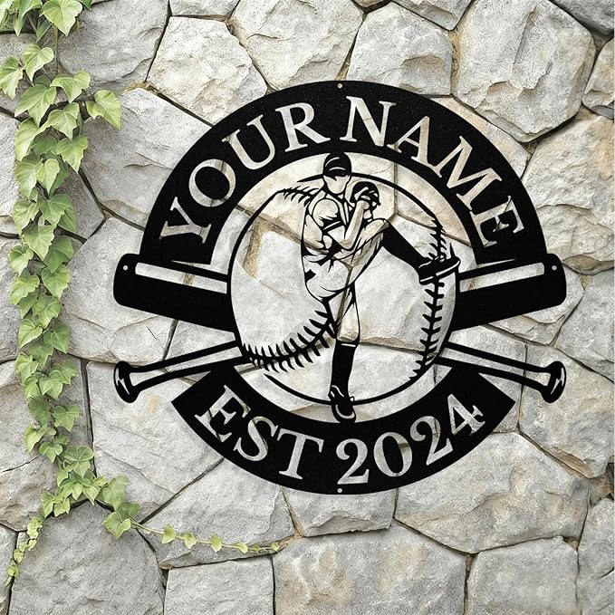 Personalized Baseball Metal Sign, Custom Player Name Sign, Boys Room Decor, Custom Baseball Signs, Sports Wall Art Decor Gift for Boys, Team, Dad, Husband, Son