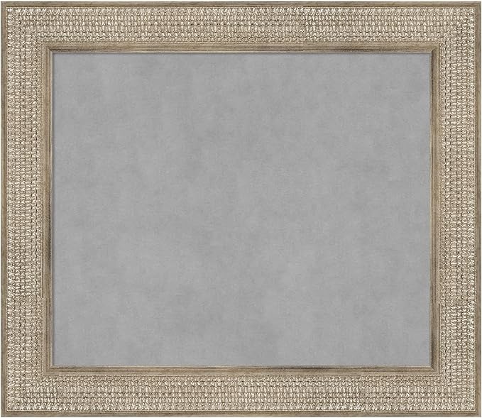 Amanti Art Silver Framed Magnetic Board 26x30 Medium Vision Board for use with Magnets, 100% Metal Sheet to Display Items as Office Decor or for Home Organization in mudroom, Kitchen or Kids Room