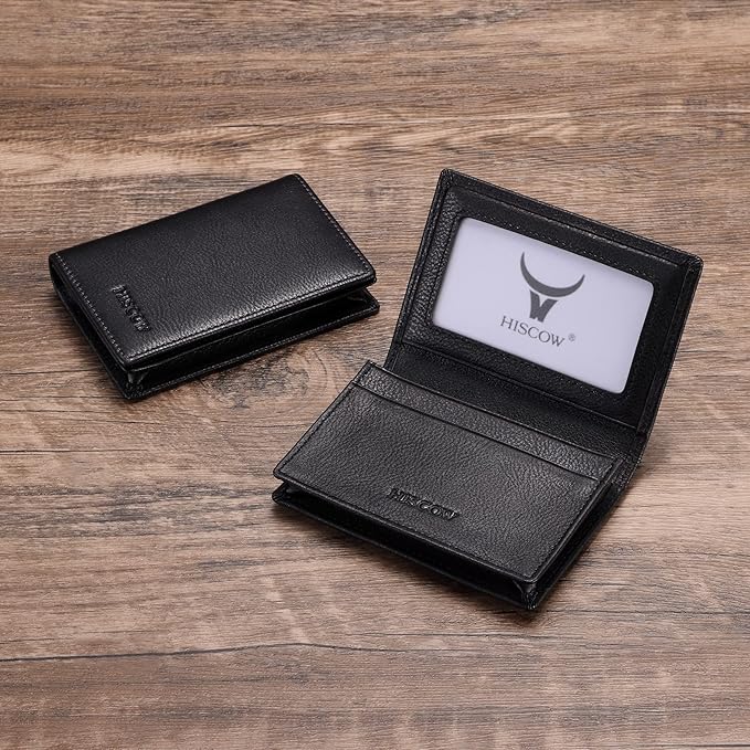 Leather Business Card Case Holder for Men & Women, Italian Calfskin