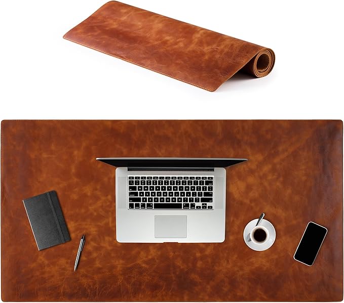 Node Leather Desk Mat - Executive Real Leather Pad - Large (18 3/4" x 35 3/4") | Non-Slip Desk Blotter