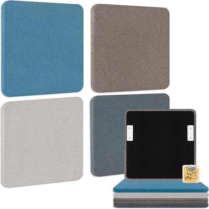 BUBOS 4 PCS Acoustic Panels,Fabric Soundproof Wall Panels,Self-adhesive Sound Absorbing Panels for Studios, Office, Home Theater (Mistral, 23.6''x23.6'')