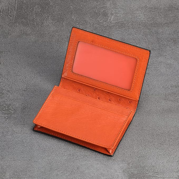 Leather Business Card Case Holder for Men & Women, Italian Calfskin