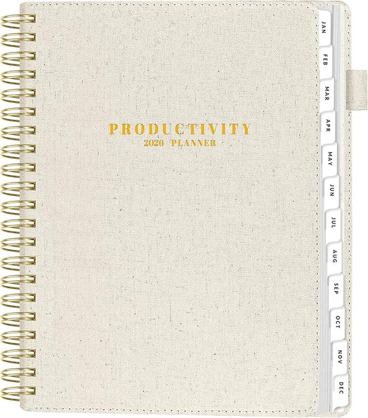 SUNEE 2026 Planner 8.5" x 11" – Dated Productivity Planner for Time Management - Daily,Weekly & Monthly Planner to Achieve Goals - Planner 2026 dated from January 2026 – December 2026,Beige