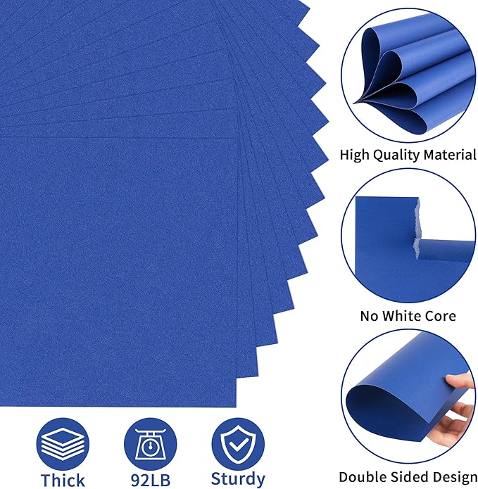 100 Sheets Navy Blue Cardstock - 8.5 X 11 Inches Art Crafts Construction Paper, 92lb/250gsm Heavy Weight Thick Card Stock Paper for Printer, DIY Cards Making, Invitations, Scrapbooking UAP24NB100